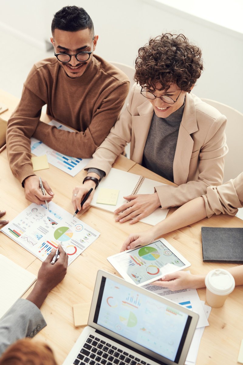 happy couple in a planning meeting